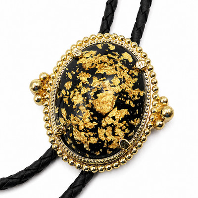 Vintage Bolo Tie Pounded Gold Nugget Style