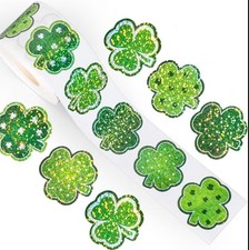 40 PCs Clover Leaf 1 St. Patricks Day Stickers Laser Glitter Finish 5 Designs