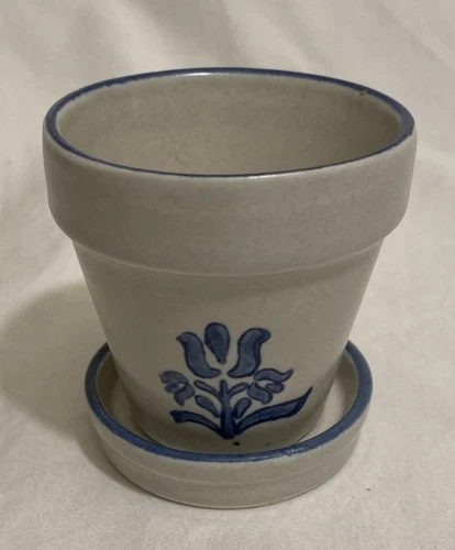 Pfaltzgraff Yorktowne Stoneware Miniaturę Flower Pot & Saucer 2.5" #814 VTG-EUC