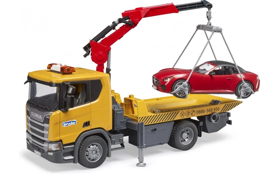 Tow Truck Scania Super 560R with Roadster Car Bruder Toy Car Model 1/16 1:16 - Image 3 of 4