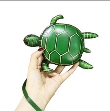 ARTISAN CRAFTED GENUINE LEATHER TURTLE COIN PURSE WRISTLET NWOT