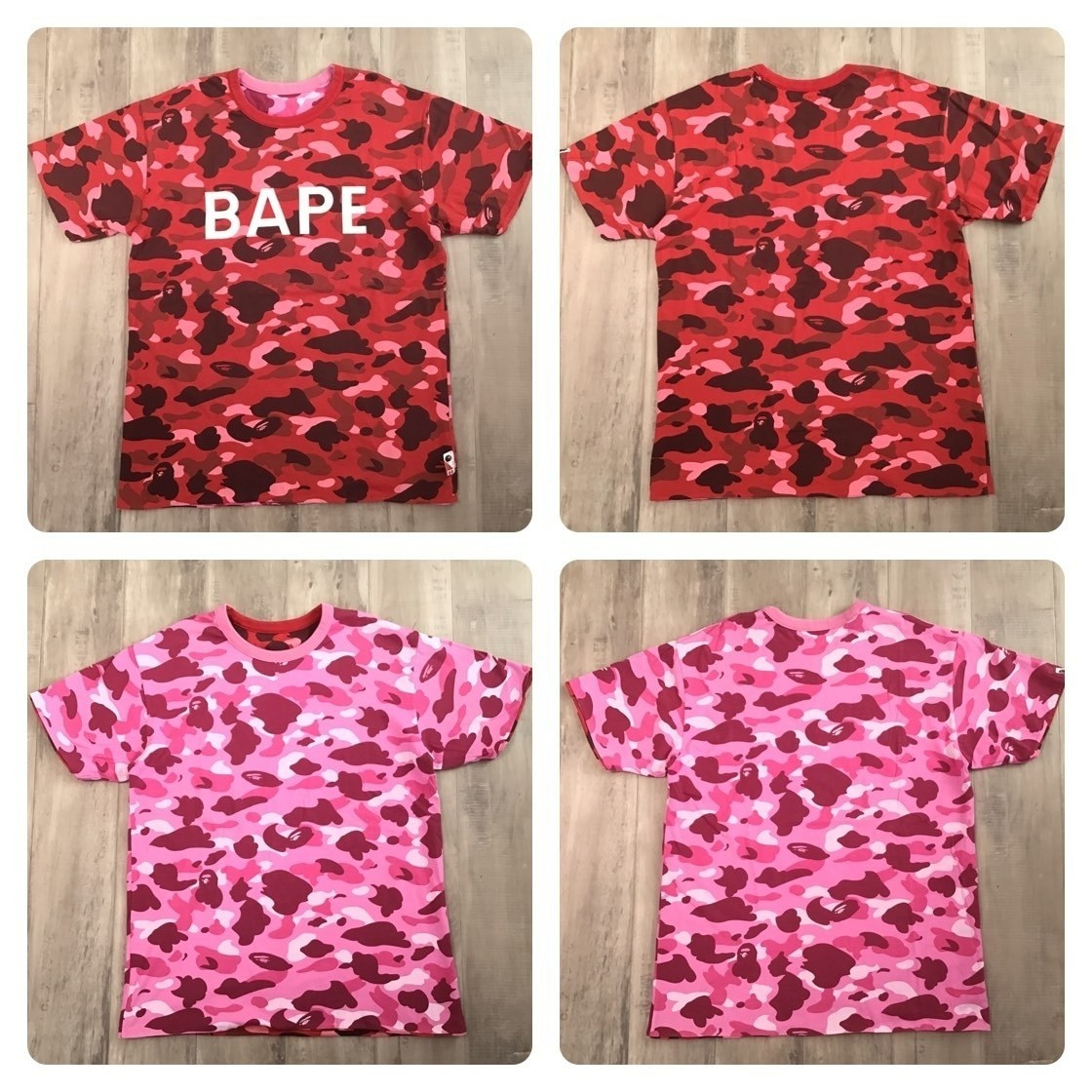 A BATHING APE Pharrell camo Tシャツ カラーカモ L Reversible BAPE Pink camo × pharrell camo T-shirt NIGO A Bathing