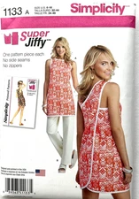 Simplicity Pattern 1133 Misses Super Jiffy Beach Cover/Tunic/Pants  Size 6-18