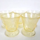 Set of 5 Hazel Atlas Florentine #2 Poppy Yellow Depression Glass Tumblers