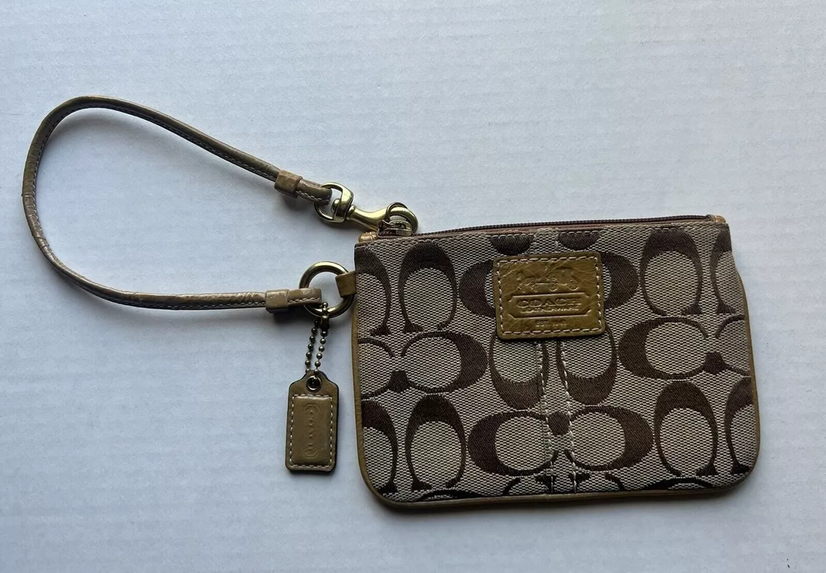 Vintage Coach Signature C Brown Small Wristlet Pouch Coin Purse w/ Hang Tag  | eBay