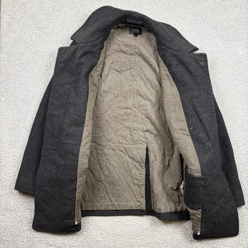 J Crew Dock Pea Coat Mens Medium Gray Wool 3M Thinsulate Pockets Insulated READ - Picture 2 of 23