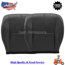 Driver & Passenger Side Bottom Leather Seat Cover For 07-14 Chevy Silverado BLK