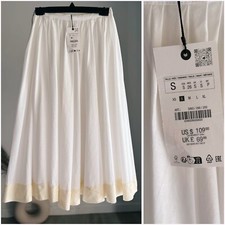 RRP 109 ZARA  CONTRASTING MIDI SKIRT ZW COLLECTION RAW HEM NWT S M L XL