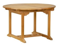 Teak Ausziehtisch rund Rondo (120 170 x 120 cm) Holz Tisch Garten Terrasse
