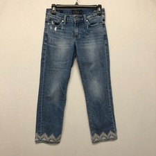 Lucky Brand Women Sweet Crop Embroidered Blue Denim Jeans Size 0/25 B266 -28