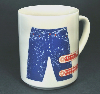 Vtg Levi Strauss Coffee Mug Blue Jeans 100 Shopping Store 1990's Collectible