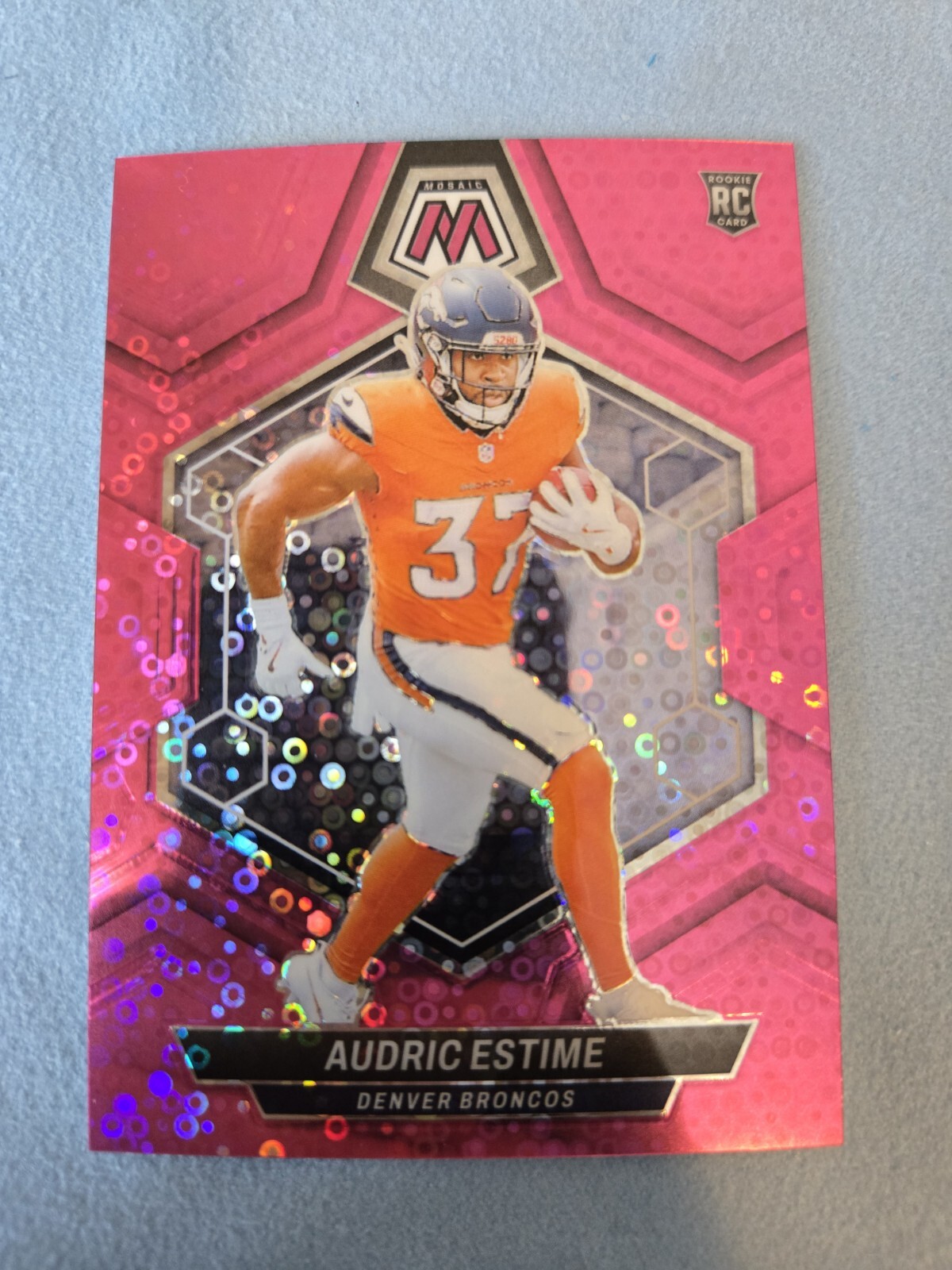 2024 Mosaic Audric Estime No Huddle Pink Disco /20 #392 RC Broncos FREE SHIPPING