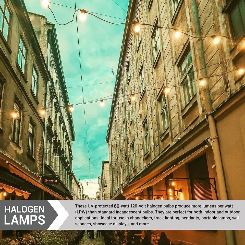 12Pack Single Ended T3.5 Bulb, G9 Wire Style Frosted Glass, 3200K, 60W, 720LM - Image 4 of 4