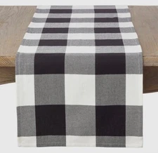 Buffalo Check Cotton 16" x 72" Black/White Table Runner