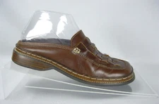 Frye Corsica Woven Mule Sandals US 6 M Brown Leather Slip On Shoes Stacked Heels