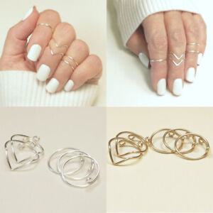 Set 5 Stuck Midi Ringe Finger Spitzenring Knochel Ring Damen Gold Silber Ebay