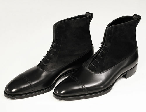 Zapatos para hombre hechos a mano de gamuza cuero negro formales informales Oxford botas al tobillo