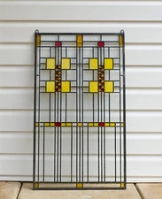 20" x 34" stained Glass Mission Style Window Panel clear glass