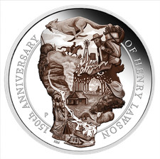 Australia 2017 Henry Lawson 150th $8 5 Oz Pure Silver Color Proof—mintage 250