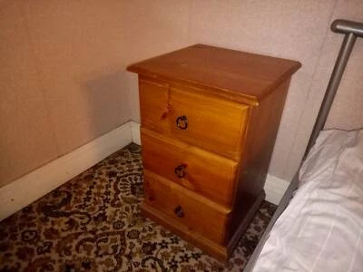 3 Drawer Solid Alford Pine Timber Bedside Table Pick Up Only 3 Drawer Solid Alford Pine Timber Bedside Table Pick Up Only