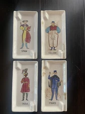 Vtg Mid Century Set 4 Personal Dinner Table Ashtrays Spain France India Holland