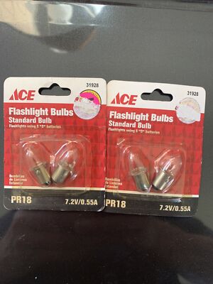 2-2packs Ace Flashlight Bulbs Standard Bulb 6-D Batteries 7.2volt 0.55A