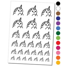 Peeking Narwhal Temporary Tattoo Water Resistant Fake Body Art Set Collection