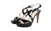 Prada Leder Plateau Sandalen Slingback Pumps - 1XP653 - Schwarz Neu - 41 Uk 8