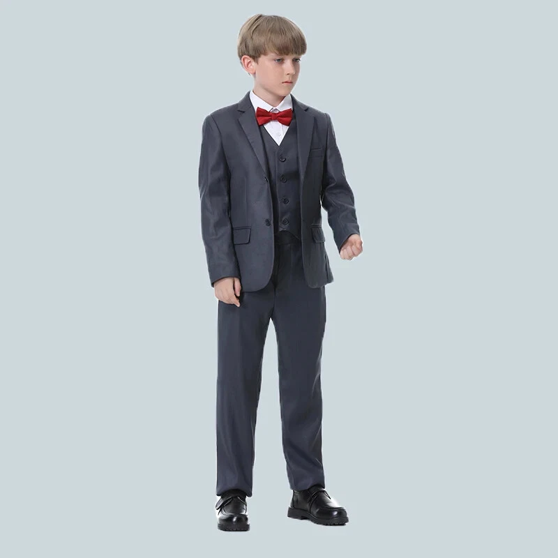 Traje formal de niño para bodas fiesta disfraz ropa 3 piezas/juego blazer chaleco pantalones Foto 4 de 4