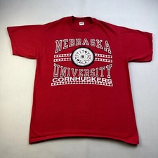 Vintage Nebraska University T-Shirt Adult Medium Red NU Cornhuskers NCAA 90s