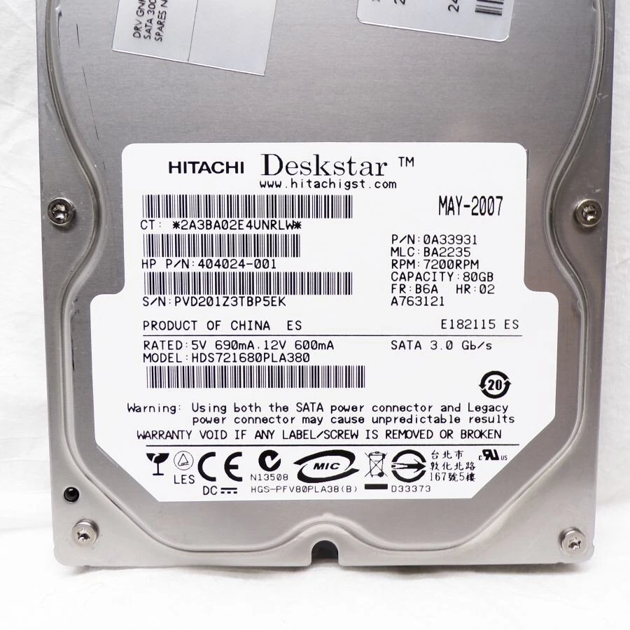 NEW 80GB 7.2k HITACHI HDS721680PLA380 - less than 9 hrs. power on - Retro Gaming - Image 4 of 4