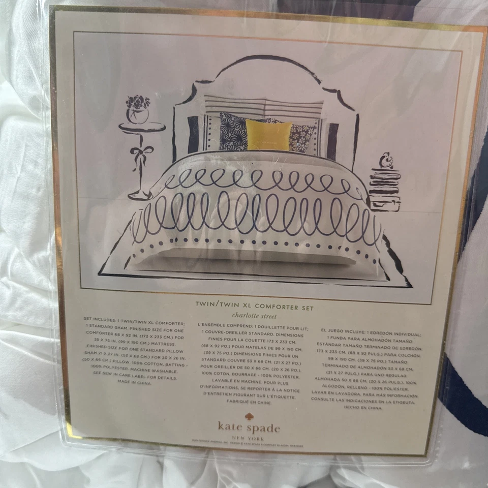 Juego de edredón Kate Spade TWIN / TWIN XL Charlotte Street - 2 piezas (falsa incluida) Foto 2 de 4