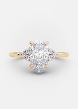 2Ct Pear Cut Lab Created Diamond Women's Engagement Ring 14K Yellow Gold Over