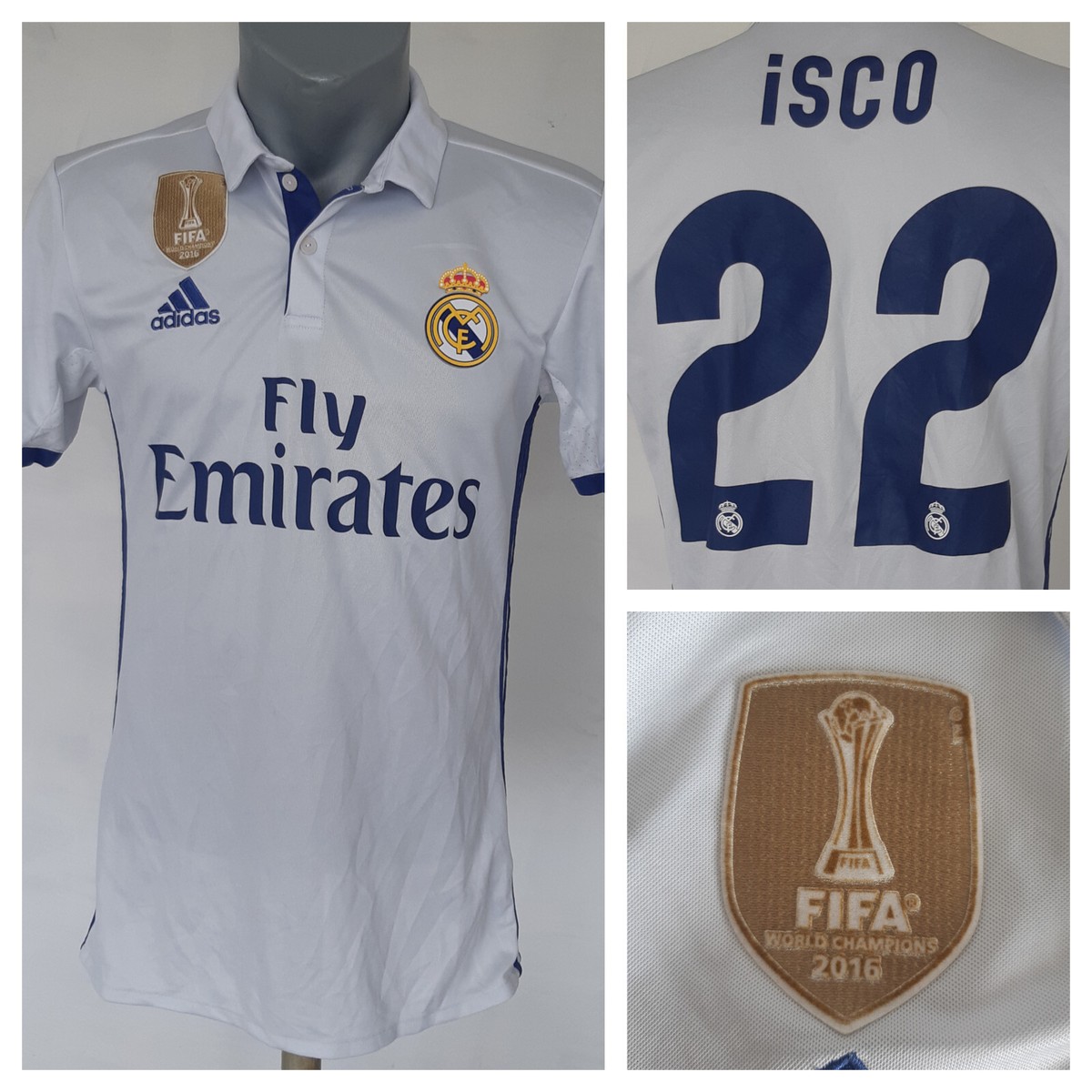 Real Madrid 2016 - 2017 Home Jersey #22 Isco Adidas White