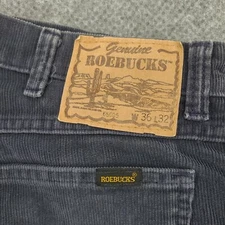 Roebucks Mens Pants Size W36 Corduroy Black Straight Vintage Made in Mexico '70s