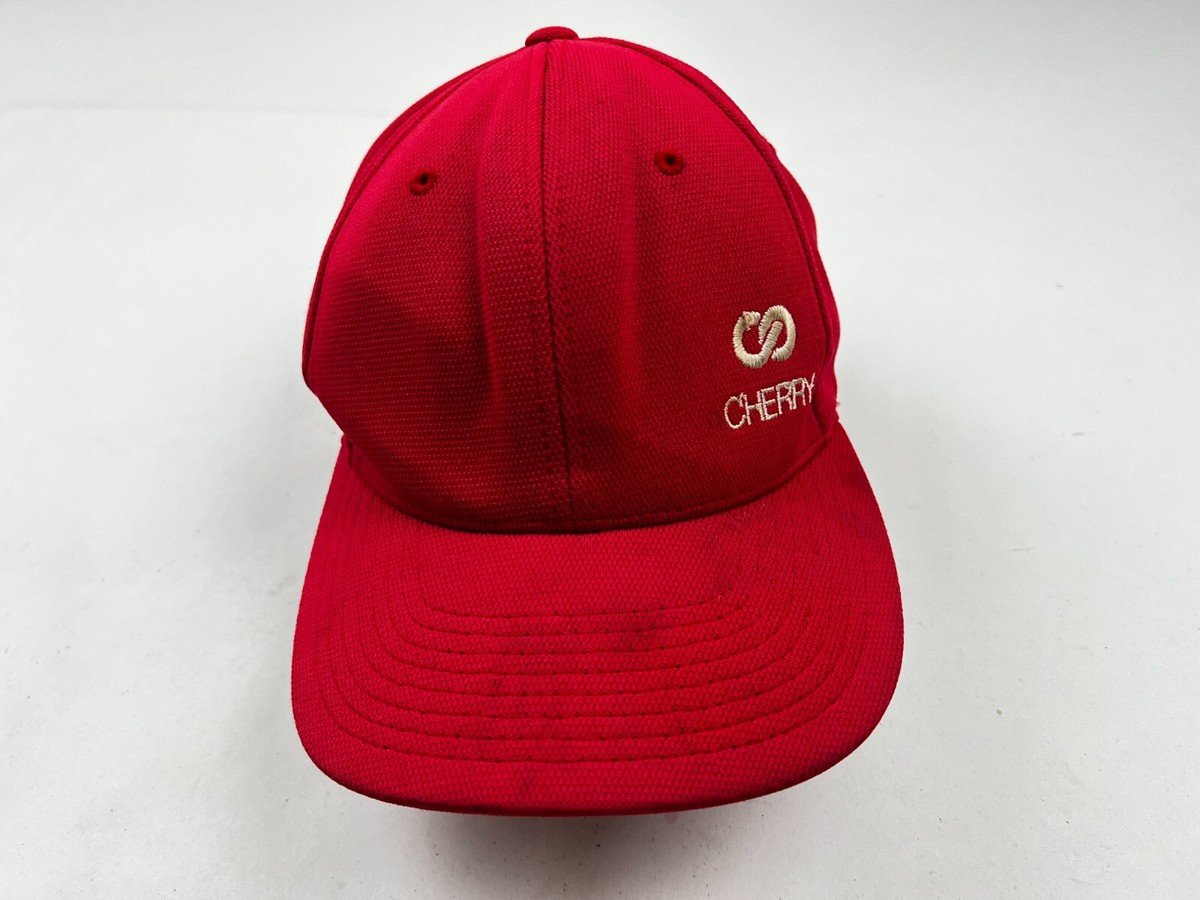 Cherry Hat Cap Flexfit Stretch Fit Red White Embroidered Casual