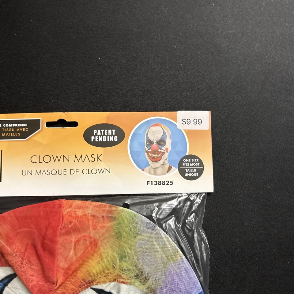 Faux Real Photorealistic Apparel CLOWN MASK Fabric Halloween Costume Adult Size - Image 3 of 4