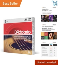 Acoustic Guitar Strings Phosphor Bronze Medium 6-String Set Pack of 3