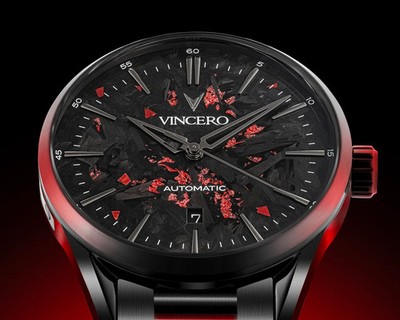 Vincero Limited Edition Icon Forged Carbon Red Ember Men's Watch