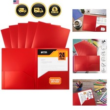 Carpeta portafolio de plástico pesado de 2 bolsillos, carpetas de polietileno tamaño letra 24 pa...