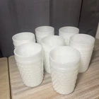 Vintage Set of  7 Anchor Hocking Milk Glass ENGLISH HOBNAIL Tumblers