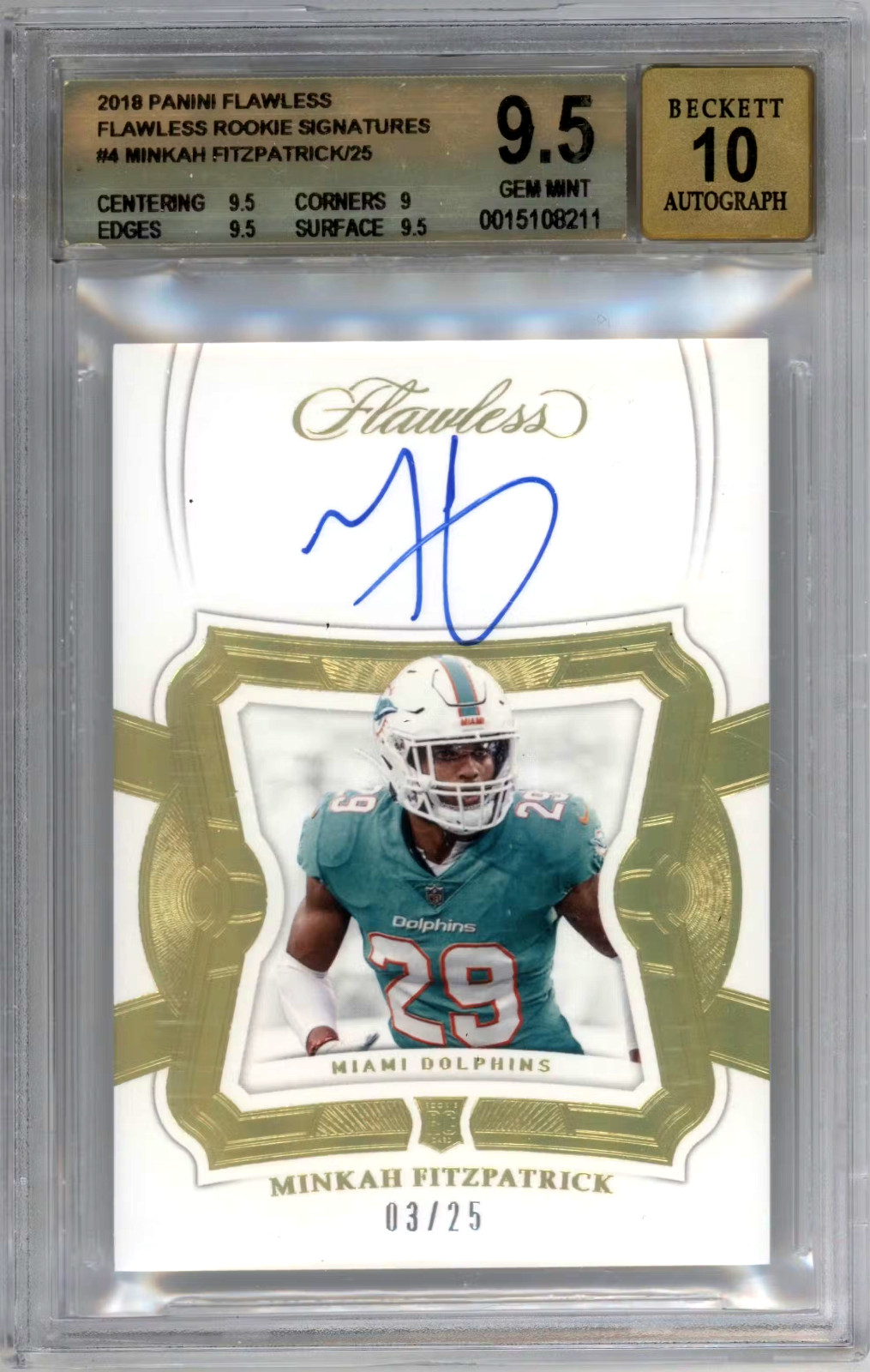 Minkah Fitzpatrick Panini Score NFL Draft #4 Gold