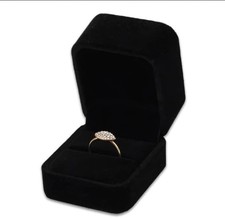Black Velvet Ring Box, Luxury Jewelry Gift Box for Engagement, Wedding, Proposal