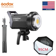 US Godox Litemons LA200D 230W Continuous Video Light +95cm Grid Softbox+2M Stand