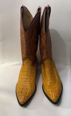 Premier  Boots Yellow Genuine alligator  Skin Size 8 1/2 Exotic