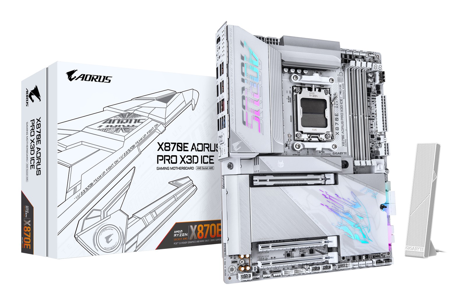 GIGABYTE X870E AORUS PRO X3D ICE Motherboard - Supports AMD Ryzen 9000 - AM5