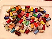 Lot of 70 Small Spools of Hand Sewing Thread Assorted Colors