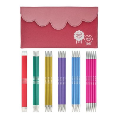 KnitPro Zing Double Pointed Knitting Needle Set in Fabric Case, Length 20 cm