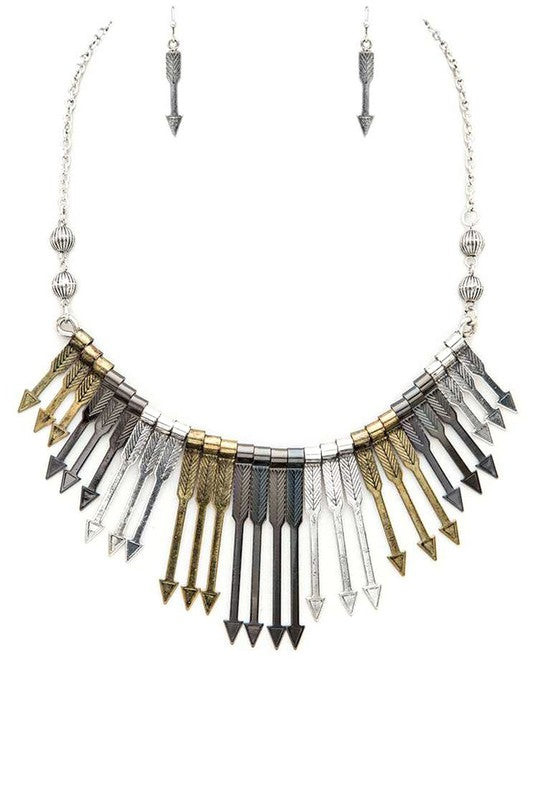 Metal Arrow Bib Iconic Necklace Set