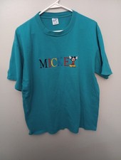 Vintage Mickey Mouse Shirt Mens XL Rare Teal Made in USA Velva Sheen 90s